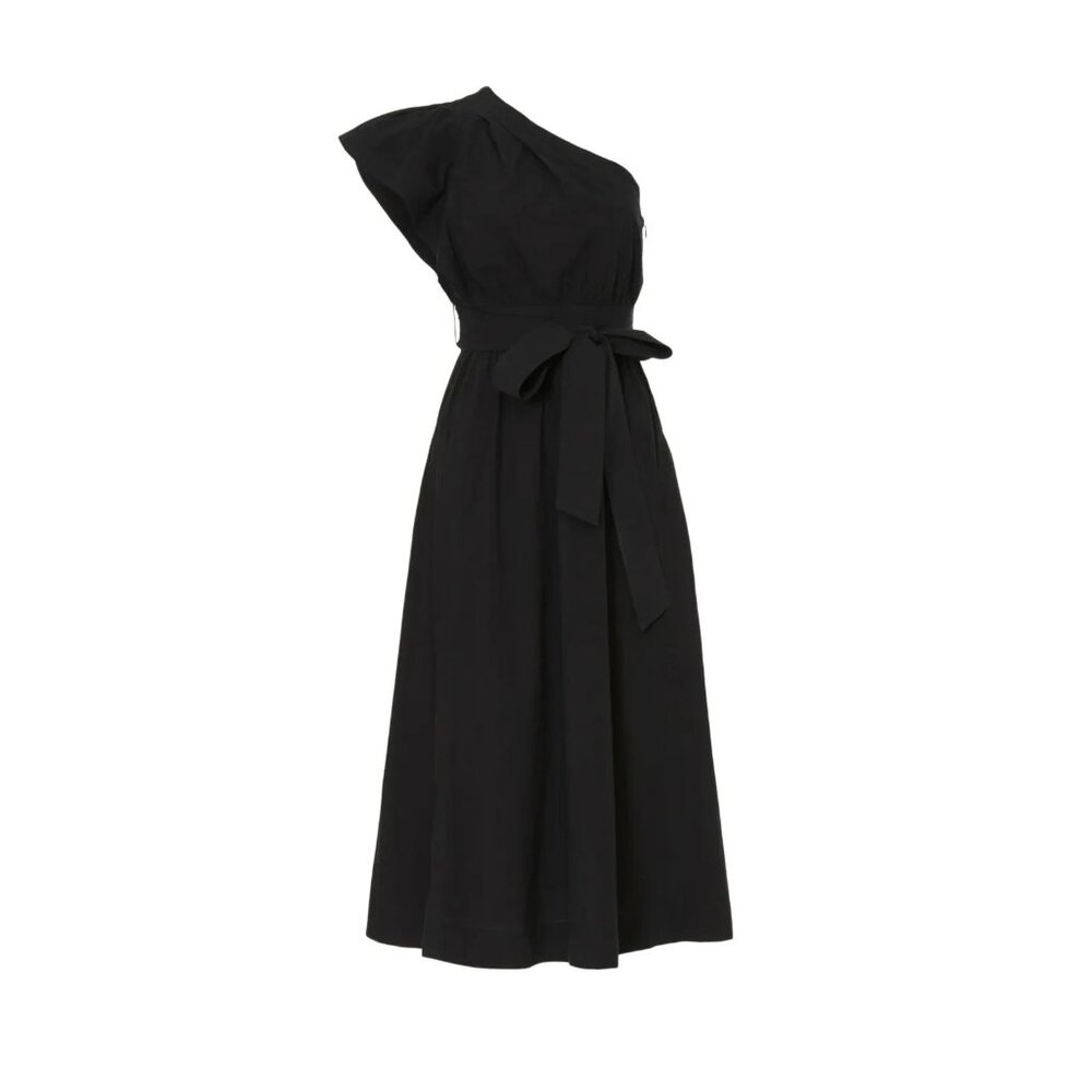 Madewell One-Shoulder Ruffled Midi Dress – True Black, Size 2 Casual & Cocktail - Picture 11 of 15